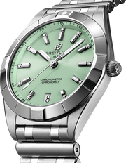 Breitling Chronomat 32 Diamonds Green Dial Silver Steel Strap Watch for Women - A77310101L1A1