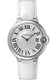 Cartier Ballon Bleu de Cartier Silver Dial White Leather Strap Watch for Women - W6920087