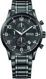 Hugo Boss Aeroliner Chronograph Black Dial Black Steel Strap Watch for Men - 1513180