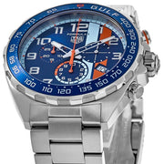 Tag Heuer Formula 1 Gulf Edition Chronograph Blue Dial Silver Steel Strap Watch for Men - CAZ101AT.BA0842