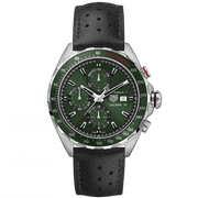 Tag Heuer Formula 1 Calibre 16 Automatic Chronograph Green Dial Black Leather Strap Watch for Men - CAZ2016.FC6473