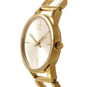 Calvin Klein Stately Silver Dial Gold Steel Strap Watch for Women - K3G23526