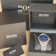 Hugo Boss Jet Chronograph Blue Dial Silver Steel Strap Watch for Men - 1513384