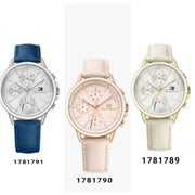 Tommy Hilfiger Carly Silver Dial Cream Leather Strap Watch for Women - 1781790