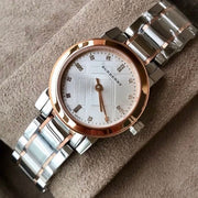 Burberry The City Silver Dial Two Tone Steel Strap Watch for Women - BU9214