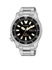 Citizen Promaster 200M Diver Fugu Asian Limited Edition Black Dial Silver Steel Strap Watch For Men - NY0090-86E