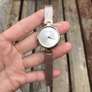 Calvin Klein Authentic Silver Dial Silver Mesh Bracelet Watch for Women - K8G23126