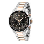 Maserati SFIDA Chronograph Black Dial Two Tone Steel Strap Watch For Men - R8873640002