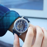Emporio Armani Luigi Chronograph Blue Dial Blue Leather Strap Watch For Men - AR60011