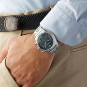 Emporio Armani Luigi Chronograph Quartz Blue Dial Silver Steel Strap Watch For Men - AR1974