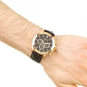 Hugo Boss Ikon Chronograph Black Dial Black Leather Strap Watch for Men - 1513179