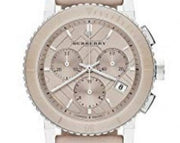 Burberry The City Chronograph Rose Gold Dial Beige Leather Strap Watch For Women - BU9702