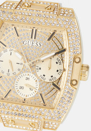 Guess Phoenix Multifunction Quartz Gold Dial White Silicon Strap Watch For Men - GW0048G3