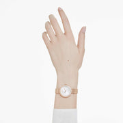 Swarovski Certa Crystals Silver Dial Rose Gold Steel Strap Watch for Women - 5672981