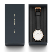 Daniel Wellington Classic Sheffield White Dial Black Leather Strap Watch For Men - DW00100084