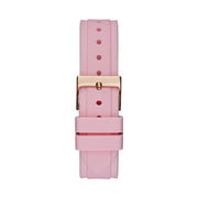 Guess Solstice Diamonds White Dial Pink Rubber Strap Watch For Women - GW0113L4