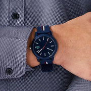Lacoste 12.12 Blue Dial Two Tone Silicon Strap Watch for Men - 2011070