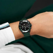 Lacoste Tiebreaker Chronograph Black Dial Green Silicon Strap Watch for Men - 2011153