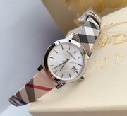 Burberry The City White Dial Brown Leather Strap Watch for Women - BU9113
