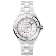 Chanel J12 Quartz Diamonds Pink Dial White Steel Strap Watch for Women - J12 H5513
