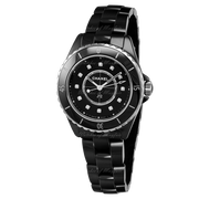 Chanel J12 Quartz Diamonds Black Dial Black Steel Strap Watch for Women - J12 H5701