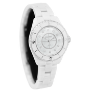 Chanel J12 Diamonds Mother of Pearl White Dial White Steel Strap Watch for Women - J12 H5704
