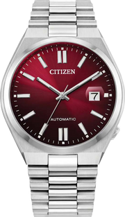 Citizen Tsuyosa Automatic Red Dial Silver Steel Strap Watch For Men - NJ0150-56W