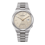 Citizen Tsuyosa Automatic Oatmeal White Dial Silver Steel Strap Watch For Men - NJ0151-88W