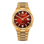 Citizen Tsuyosa Automatic Red Dial Gold Steel Strap Watch For Men - NJ0153-82X