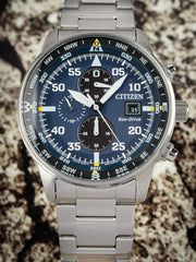 Citizen Eco Drive Chronograph Blue Dial Silver Stainless Steel Watch For Men - CA0690-88L