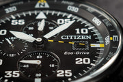 Citizen Sports Eco Drive Black Dial Black Steel Strap Watch For Men - CA0695-84E