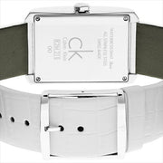 Calvin Klein Window White Dial White Leather Strap Watch for Men - K2M21120