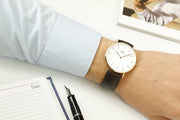 Daniel Wellington Classic York White Dial Brown Leather Strap Watch For Men - DW00100011