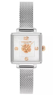 Coach Cass White Dial Silver Mesh Bracelet Watch for Women - 14503697