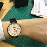 Coach Slim Easton White Dial Black Leather Strap Watch for Women - 14502683