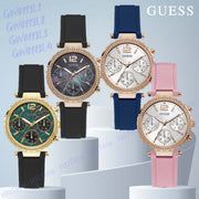Guess Solstice Diamonds Silver Dial Blue Rubber Strap Watch for Women - GW0113L3