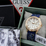Guess Swirl Analog Quartz White Dial Blue Rubber Strap Watch for Women - W1096L4