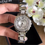 Coach Mini Boyfriend Diamonds Silver Dial Silver Steel Strap Watch for Women - 14501699
