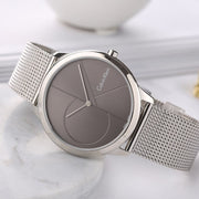 Calvin Klein Minimal Black Dial Silver Mesh Bracelet Watch for Men - K3M21123