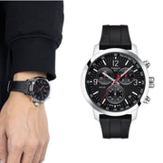 Tissot PRC 200 Chronograph Black Dial Black Rubber Strap Watch for Men - T114.417.17.057.00