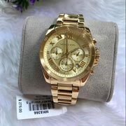 Michael Kors Brecken Chronograph Gold Dial Gold Steel Strap Watch For Women - MK6366