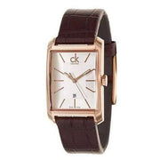 Calvin Klein Window White Dial Brown Leather Strap Watch for Women - K2M23620