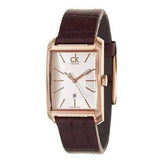 Calvin Klein Window White Dial Brown Leather Strap Watch for Women - K2M23620