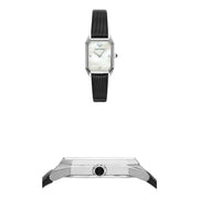 Emporio Armani Gioia Analog Mother of Pearl Dial Black Leather Strap Watch For Women - AR11148