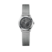 Calvin Klein Minimal Grey Dial Silver Mesh Bracelet Watch for Women - K3M23124