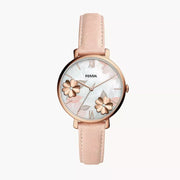 Fossil Jacqueline Three Hand Mother of Pearl Dial Pink Leather Strap Watch for Women - ES4671