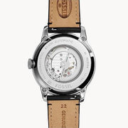 Fossil Townsman Automatic White Dial Black Leather Strap Watch for Men - ME3104