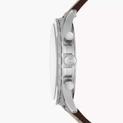 Fossil Forrester Chronograph White Dial Brown Leather Strap Watch for Men - FS5696
