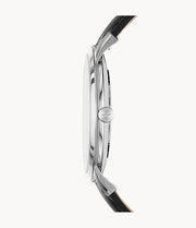 Fossil The Minimalist Carbon Series Black Dial Black Leather Strap Watch for Men - FS5497