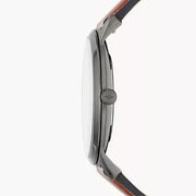 Fossil The Minimalist 3H Grey Dial Brown Leather Strap Watch for Men - FS5479